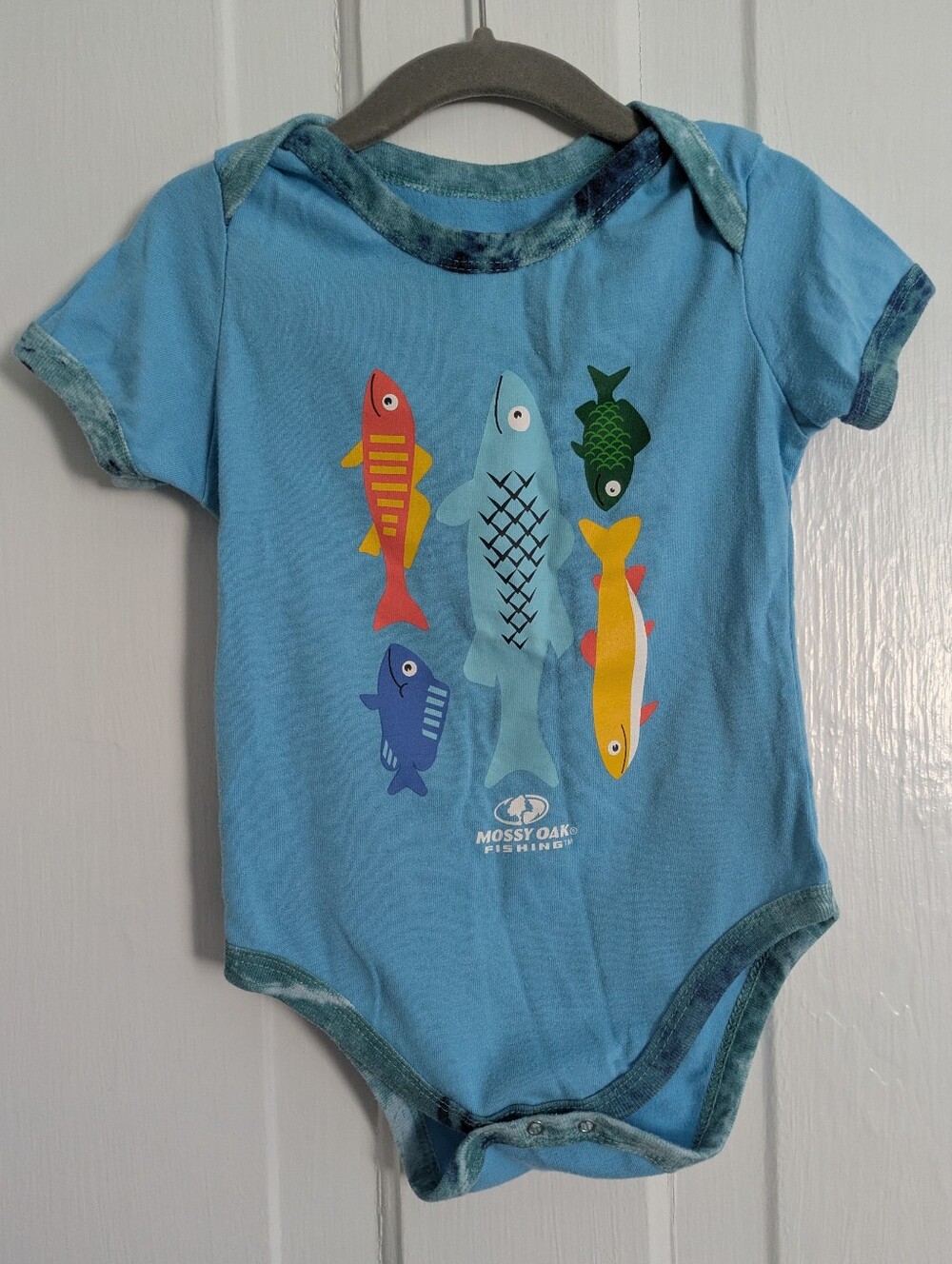 Mossy Oak Fishing Baby Onesie, Light Blue